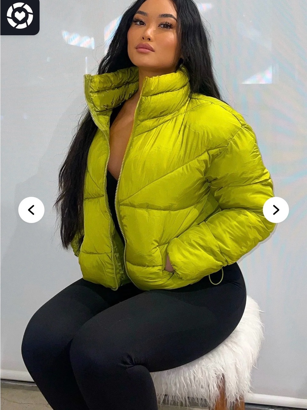 Fashion Nova Women City Streets puffer jacket size S Chartreuse colour